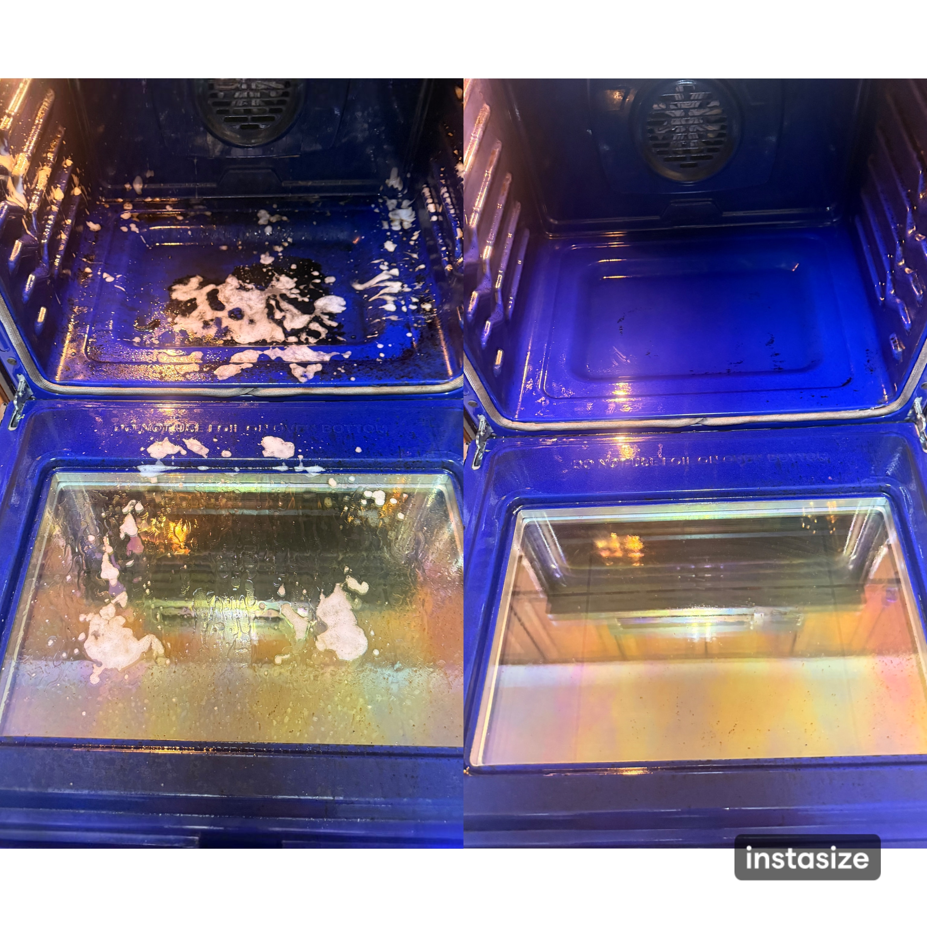 Oven before and after deep clean